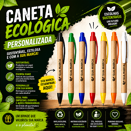 Caneta Ecológica Personalizada de Papelão – Brinde Sustentável para Empresas