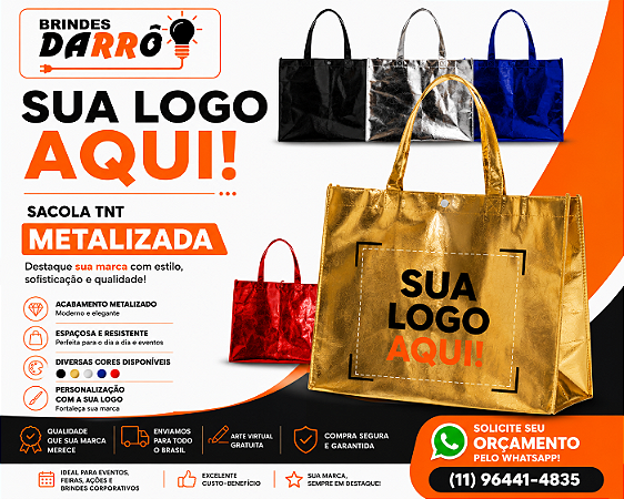 Sacola TNT Metalizada com Logo