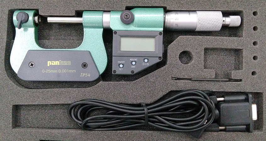 Micrometro Digital para Med. de Roscas IP54 0-25mm 0,001mm/.00005" Pantec 13181-25
