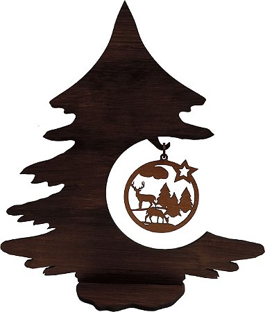 Arvore De Natal Madeira Tratada Artesanal 40cm com pinjente