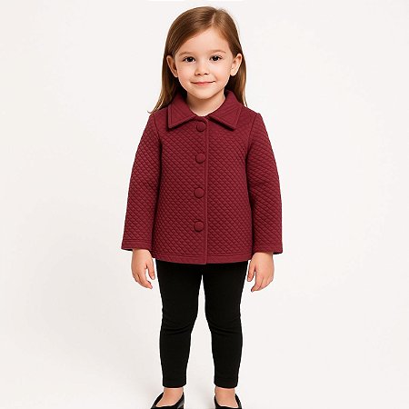 Jaqueta Infantil Inverno Menina Blusa Malha Casaco Criança Marsala