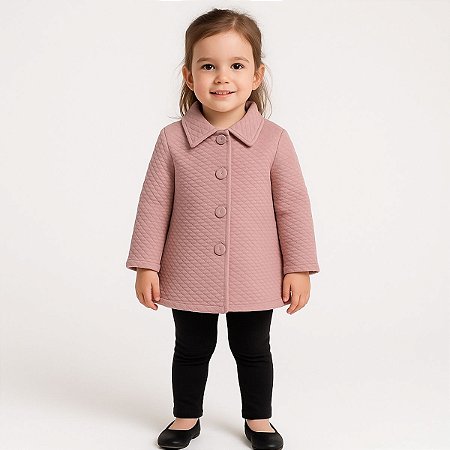Jaqueta Infantil Inverno Menina Blusa Malha Casaco Criança Rosê