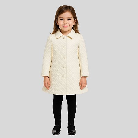 Sobretudo Infantil Inverno Menina Blusa Criança Off White