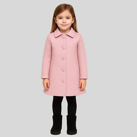 Sobretudo Infantil Menina Rosê Blusa Inverno Criança