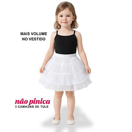 Saiote Anágua Infantil Katitus Armação Vestido Branco