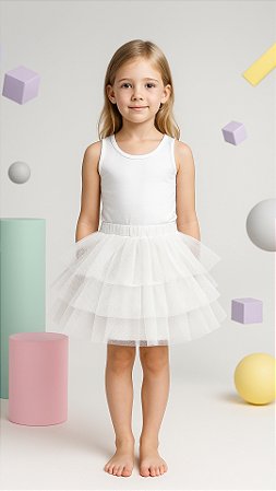 Saiote Anágua Infantil Katitus Armação Vestido Branco
