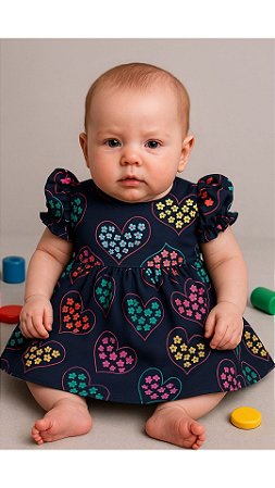 Vestido Para Boneca Bebê Reborn Coração Azul