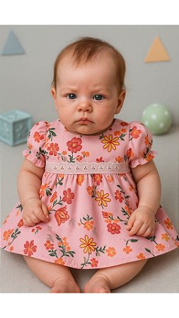 Vestido Para Boneca Bebê Reborn Florido Rosa
