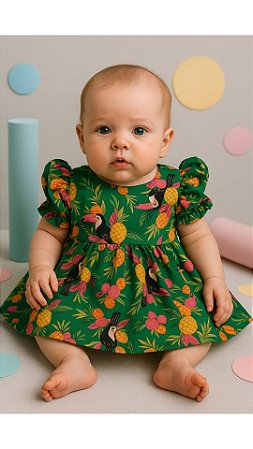 Vestido Para Boneca Bebê Reborn Tucano Verde