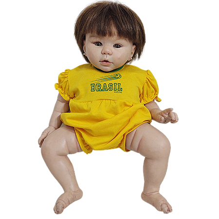 Pimpão Roupa Para Boneca Bebê Reborn Amarelo Brasil