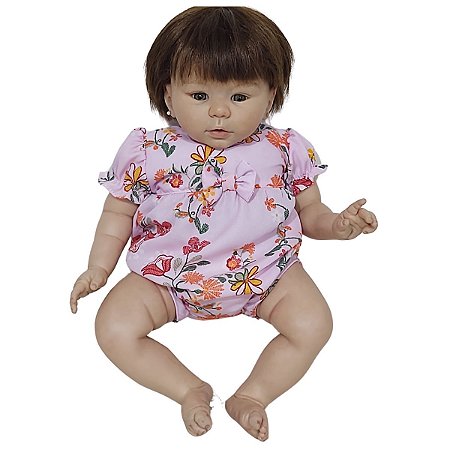 Pimpão Roupa Para Boneca Bebê Reborn Florido Rosa