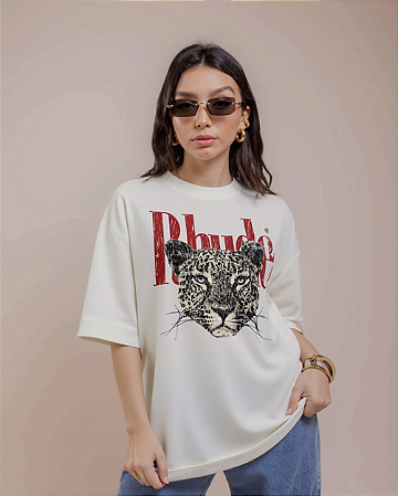 T-SHIRT OVERSIZED ESTAMPA LOCALIZADA LEOPARDO