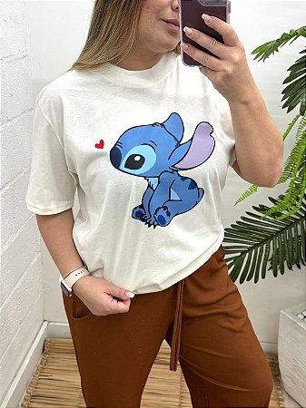 T-SHIRT OVERSIZED ESTAMPA LOCALIZADA STITCH ♥