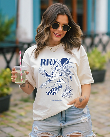 T-SHIRT OVERSIZED ESTAMPA LOCALIZADA RIO COPACABANA