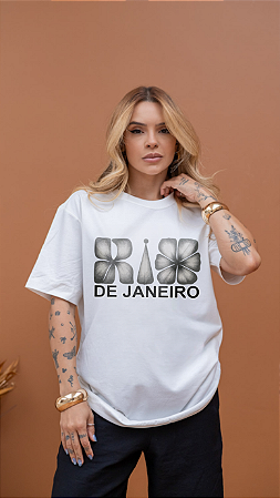 T-SHIRT OVERSIZED ESTAMPA LOCALIZADA RIO DE JANEIRO CINZA