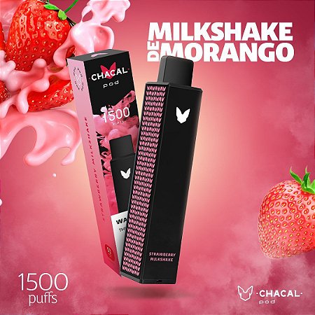 Pod Descartável Chacal 1500 Puffs - Strawberry Milkshake