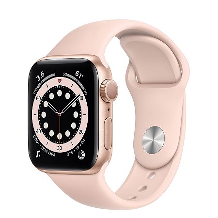 Apple Watch Series 6 44 mm A2292 M00E3LL/A GPS - Gold Aluminum / Pink Sand - Novo Lacrado na caixa - 1 Ano de Garantia Apple