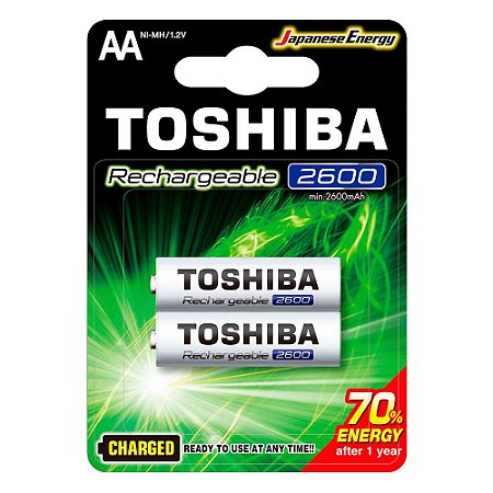 Pilha Recarregável Toshiba AA 2600 mAh com 2 unidades