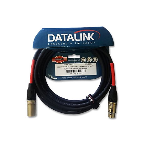 Cabo Microfone Xlr Xlr Datalink Balanceado Garage 0,30 mm² 5 Metros