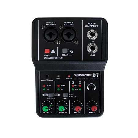 Mesa de Som Soundvoice DELPHI-01 com Interface de Áudio USB
