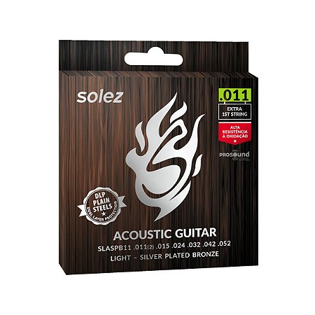 Encordoamento Violão Aço Solez SLASPB11 011 Silver Plated Bronze DLP