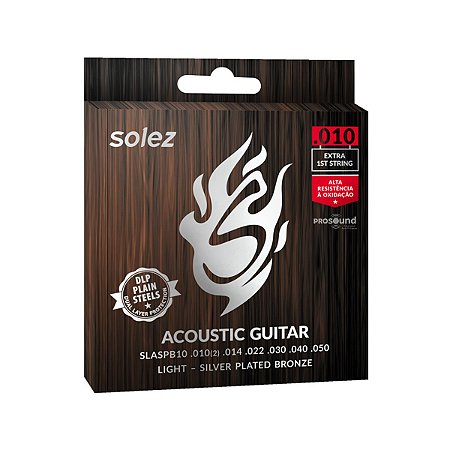 Encordoamento Violão Aço Solez SLASPB10 010 Silver Plated Bronze DLP