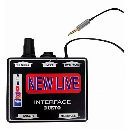 Interface de Áudio New Live Dueto Mic + Aux / Mon + Smartphone