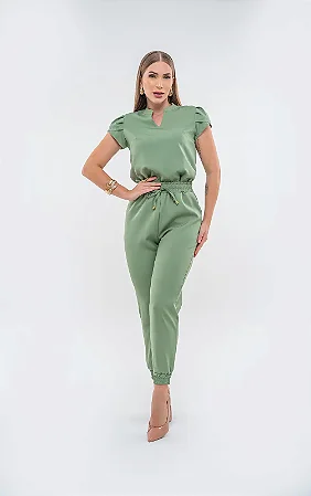 CONJ JULIA - VERDE OLIVIA (CREPE BARBIE)