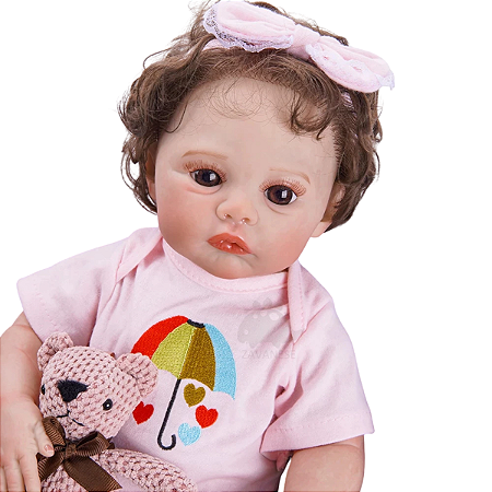 Bebe Reborn Corpo 100% Silicone Cabelo Enraizado Silicone Macio