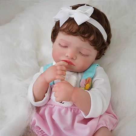 Boneca Reborn Linda Cabelo Enraizado Corpo de Silicone