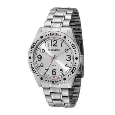 Relógio Masculino Mondaine, Analógico, Pulseira de Aço, Caixa 4,7 cm, Resistente à Água 5 ATM