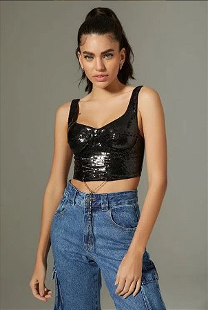 Corset paetê Violeta