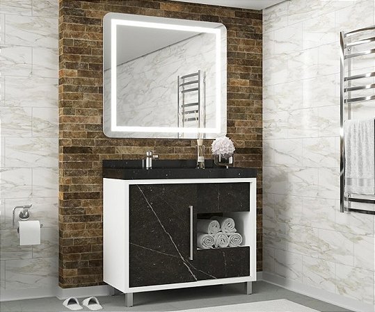 Gabinete para Banheiro com Granito Via Lactea 100cm - Ref: 1010 - Cewal