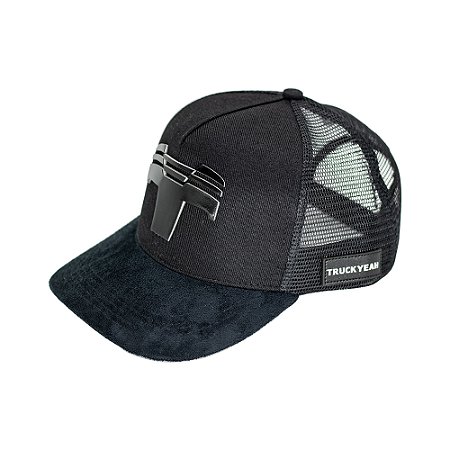 Boné Truckyeah Trucker Allblack Logo T Silk Relevo Preto