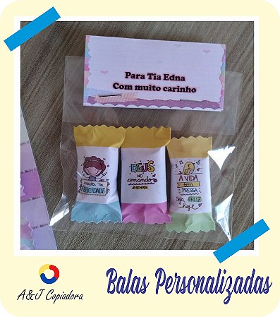 20 Kits - Balas Personalizadas - bala + lapela