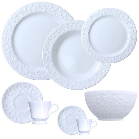 Jogo Jantar Chá Café C Bowl Tassel 32 Peças Porcelana Germer