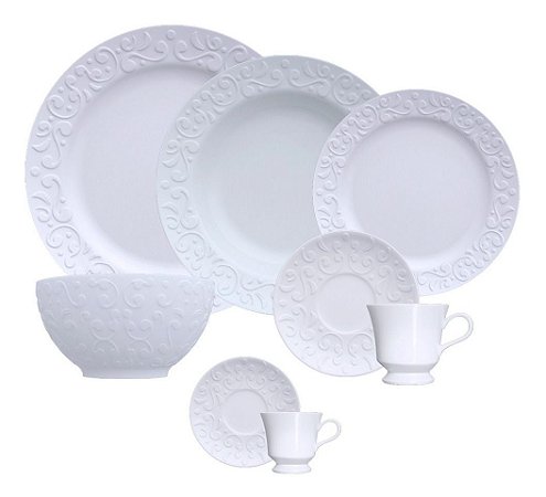 Jogo Jantar Chá Café C Bowl 48 Peças Tassel Porcelana Germer