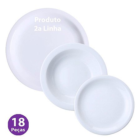 Rasos Fundos Sobremesa Iguaçu Porcelana 18 Pçs 2a Linha