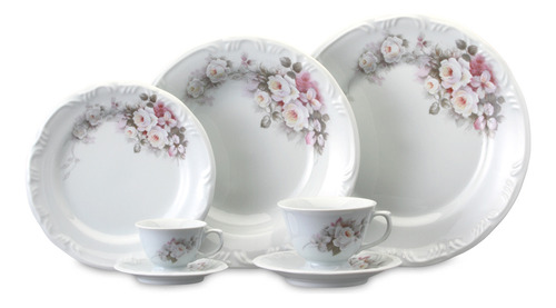Jogo De Jantar Eterna 42 Peças Porcelana Schmidt 6 Pessoas