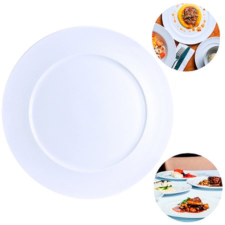 12 Pratos Rasos Luxo Versa Porcelana Germer 2a Linha 28cm