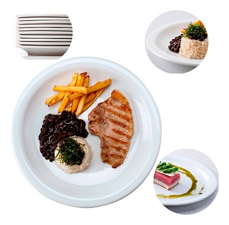 Kit 40 Pratos Raso Protel Porcelana Schmidt