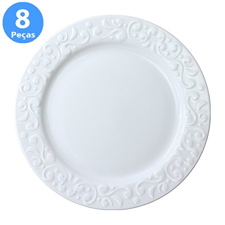 Jogo 8 Pratos Rasos Tassel Porcelana Germer