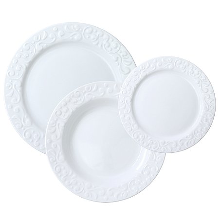 Jogo Pratos 6 Rasos 6 Fundos 6 Sobremesa Porcelana Tassel 18 Pçs