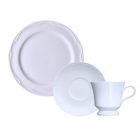 6 Xícaras Chá C/ Pires + 6 Sobremesa Cottage Porcelana Germer