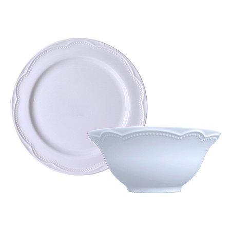 Jogo 6 Bowl + 6 Prato Sobremesa Cottage Porcelana Germer