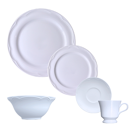 Jogo Jantar 30 Peças C/ Bowl Cottage Porcelana Germer 6 Pessoas