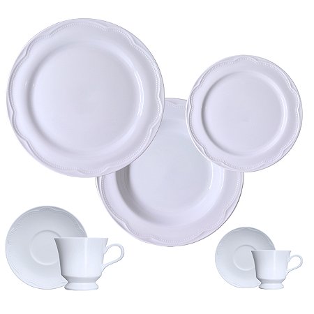 Jogo Jantar Chá Café Cottage 42 Peças Porcelana Germer 6 Pessoas