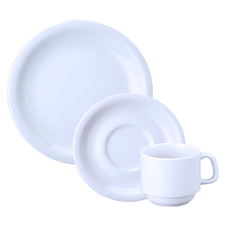 6 Pratos Sobremesa + 6 Xícaras Chá Cilíndrica Porcelana Schmidt
