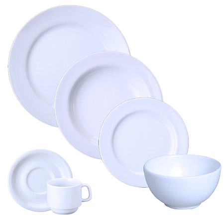 Jogo Jantar Chá C Bowl 24 Peças Cilíndrica Porcelana Schmidt