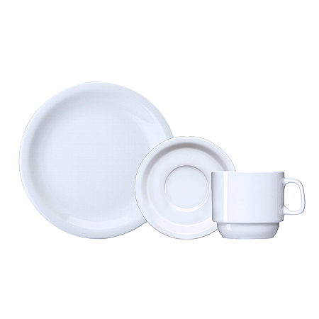 Kit 6 Pratos Sobremesa + 6 Xícaras Chá C/ Pires Protel Porcelana Schmidt